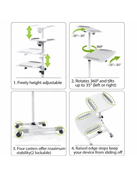 Carrello Supporto per Proiettore Beamer Notebook PC Ripiani Regolabili