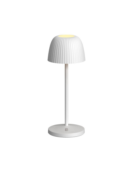 Lampada da Tavolo LED per Esterni con Base di Ricarica Bianca