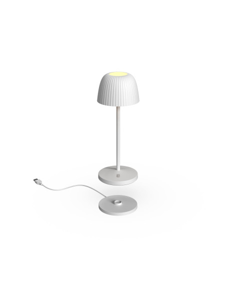 Lampada da Tavolo LED per Esterni con Base di Ricarica Bianca