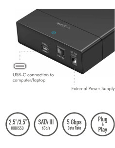 Box Esterno USB-C&trade 3.2 Gen 1 per HDD/SSD SATA da 2 2
