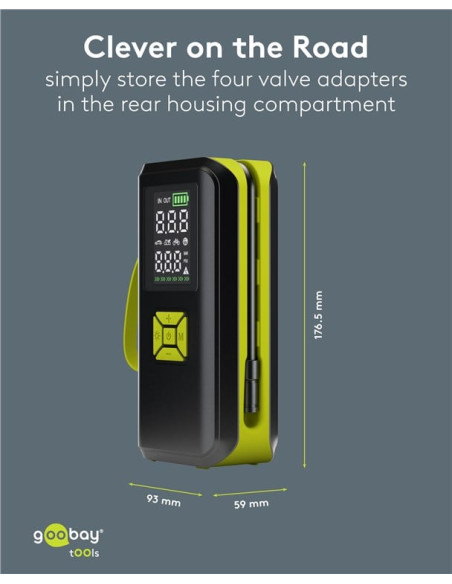Compressore d'aria Portatile a Batteria Ricaricabile e Display a LED