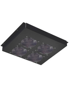 Gruppo di 4 Ventole a Soffitto Senza Termostato per Rack 19'' Nero