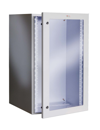 Armadio Rack 19'' a muro 17U grigio IP65 porta vetro prof. 600 mm