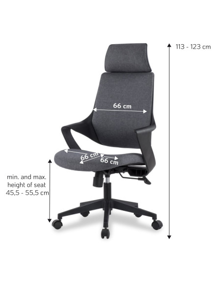 Sedia per Ufficio con Schienale Alto Design Moderno Grigio