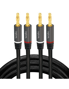 Cavo per Altoparlanti 2x2 Spinotti a Banana Nylon Nero 5m