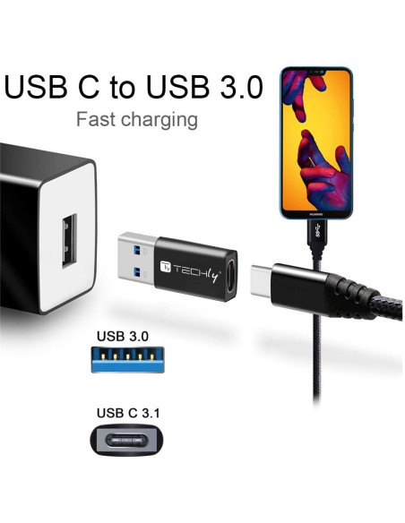 Adattatore Convertitore USB 3.2 USB A Maschio a USB-C&trade Femmina Nero