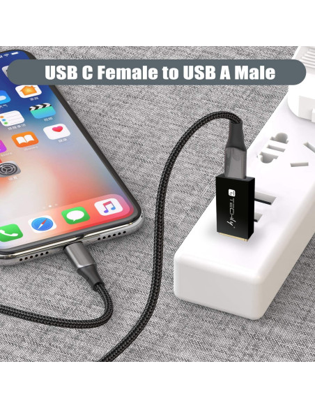 Adattatore Convertitore USB 3.2 USB A Maschio a USB-C&trade Femmina Nero