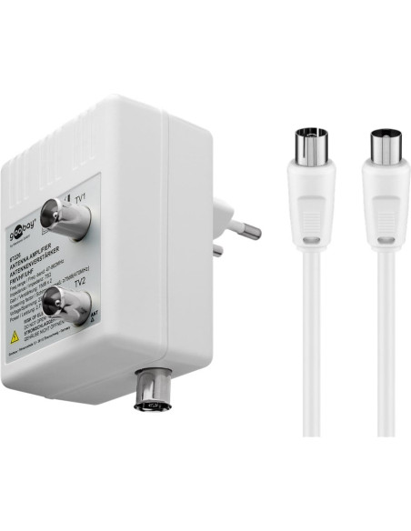 Amplificatore per Antenna Due Dispositivi (DVB-T / DVB-T2 / DVB-C) con Cavo