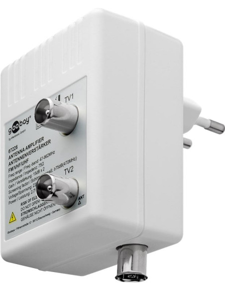 Amplificatore per Antenna Due Dispositivi (DVB-T / DVB-T2 / DVB-C) con Cavo