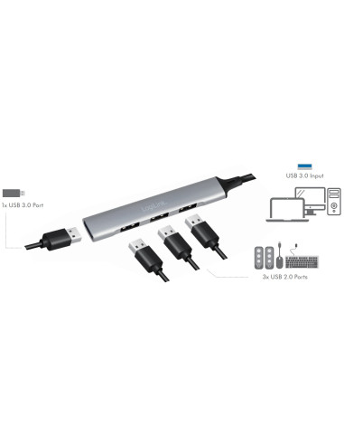 Hub USB 3.2 Gen1 Ultra Slim a 4 Porte Ingresso USB-A