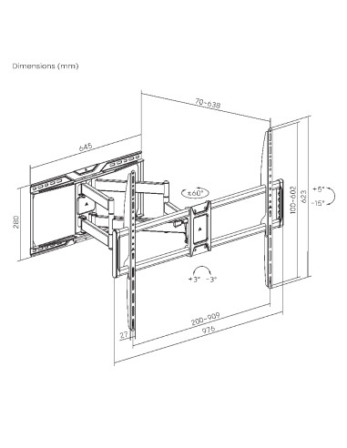 Supporto Universale a Muro per TV LED/LCD 50-105'' Full-Motion