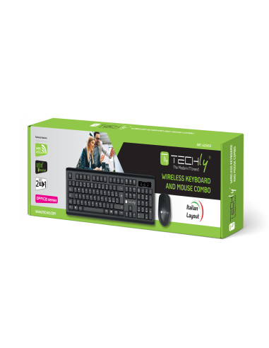 Kit Tastiera e Mouse 1600 Dpi Wireless Nero