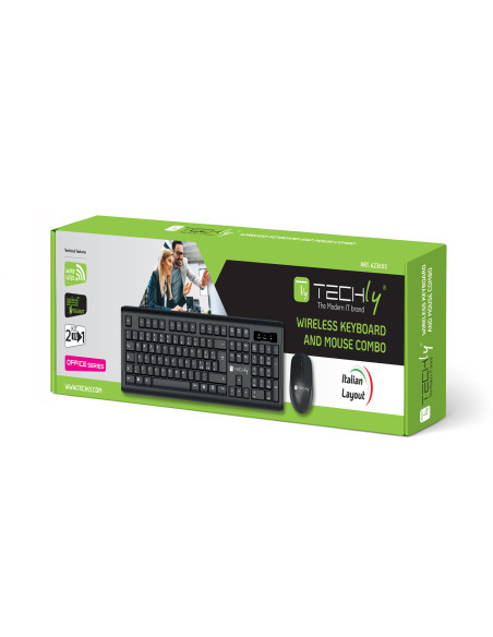 Kit Tastiera e Mouse 1600 Dpi Wireless Nero