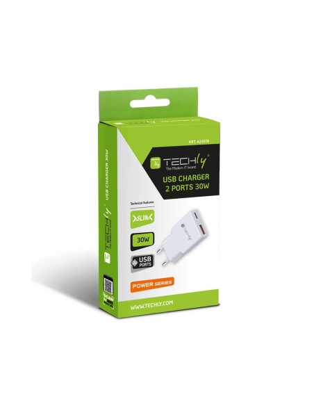 Caricatore Alimentatore USB-C&trade 30W e USB-A QC da Muro