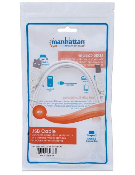 Cavo USB 2.0 A M / B M 1.8m con Ferrite Doppia Schermatura Grigio