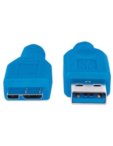 Cavo USB 3.2 Gen 1 SuperSpeed A/Micro B M/M 1 m Blu in Blister