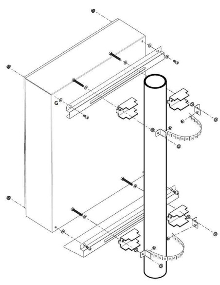 Sistema di fissaggio a palo per rack IP65