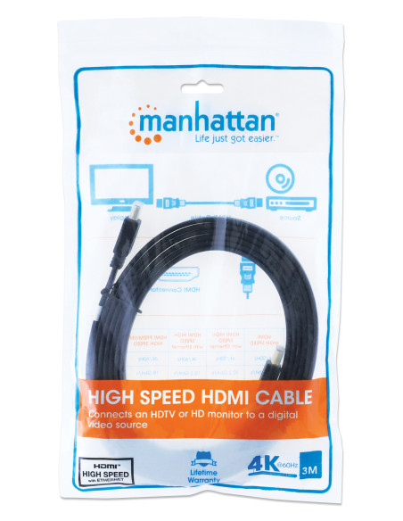 Cavo HDMI High Speed With Ethernet Piatto 3 metri nero
