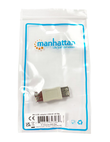 Adattatore USB-A Femmina USB-A Femmina Bianco