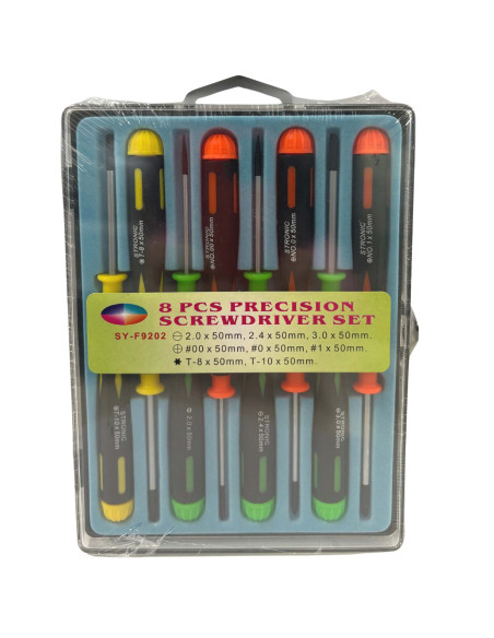 Set di 8 Cacciaviti di Precisione a Taglio Croce Torx