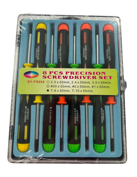 Set di 8 Cacciaviti di Precisione a Taglio Croce Torx