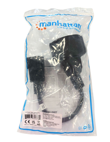 Cavo di Alimentazione VDE C14 Maschio / Schuko Femmina 23 cm Nero