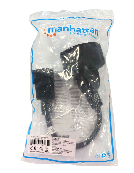 Cavo di Alimentazione VDE C14 Maschio / Schuko Femmina 23 cm Nero