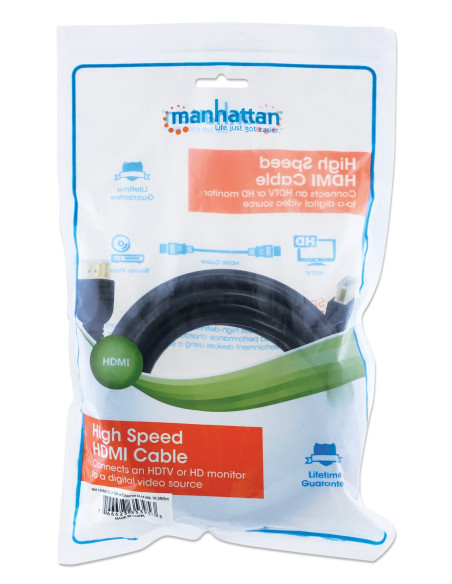 Cavo HDMI CL3 High Speed con Ethernet A/A M/M 5m Nero