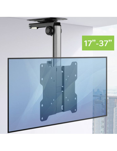Staffa TV da Soffitto Dritto e Inclinato per TV LED/LCD 17''-37'' Nero