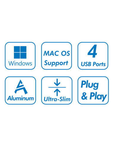 Hub USB 3.2 Gen1 Ultra Slim a 4 Porte Ingresso USB-A