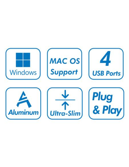 Hub USB 3.2 Gen1 Ultra Slim a 4 Porte Ingresso USB-A