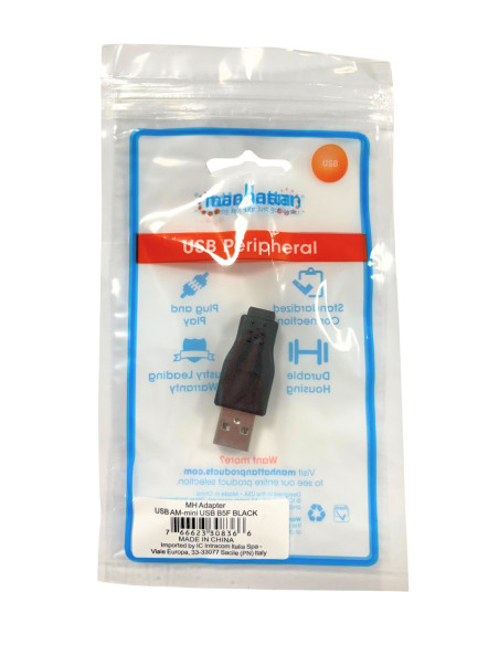 Adattatore Convertitore USB A Maschio a Mini B Femmina Nero