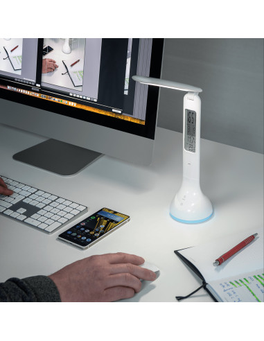 Lampada a LED da Tavolo Ricaricabile con Calendario e Orologio
