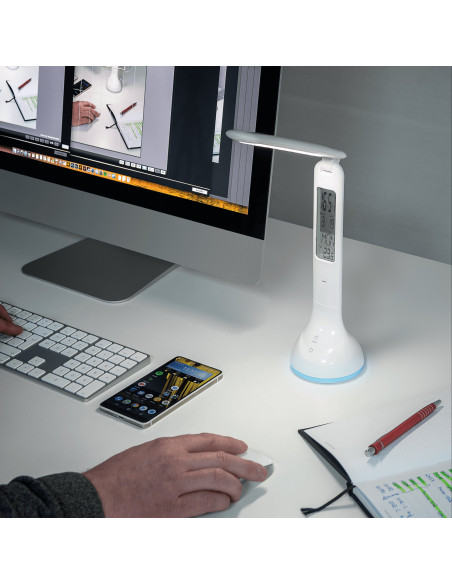 Lampada a LED da Tavolo Ricaricabile con Calendario e Orologio