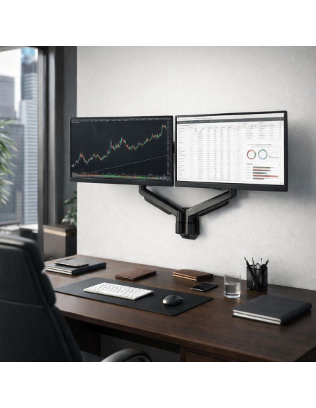 Staffa a Muro con Molla a Gas per due Monitor 13-32''