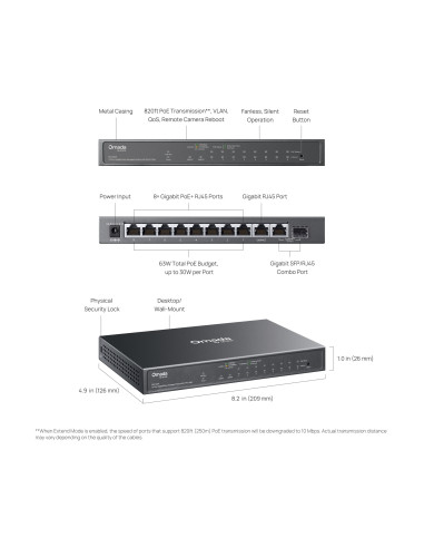 Switch 10 Porte Gigabit Easy Managed con 8 Porte PoE+