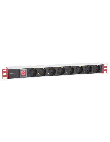 Multipresa 8 Posti da Rack 19'' con Interruttore Spina Schuko Angolata 1U