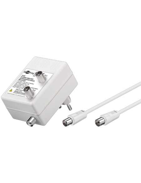 Amplificatore per Antenna Due Dispositivi (DVB-T / DVB-T2 / DVB-C) con Cavo
