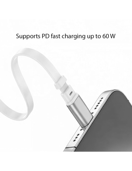 Cavo USB-C&trade Retrattile PD 60W 3A Compatibile Thunderbolt 3/4 1 metro Bianco