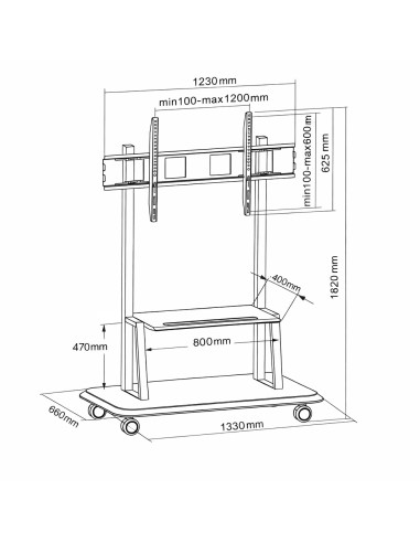 Supporto a Pavimento con Mensola per TV LCD/LED/Plasma 55-120''