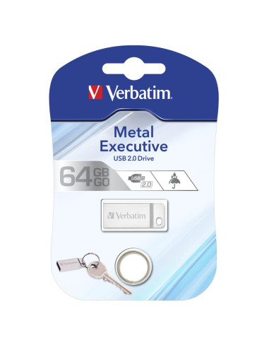 Mini Memoria USB Verbatim con Portachiavi 64GB Silver