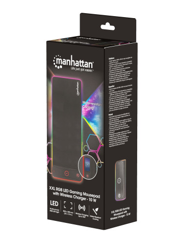 Tappetino Mouse Gaming XXL con LED RGB e Caricatore Wireless 10W