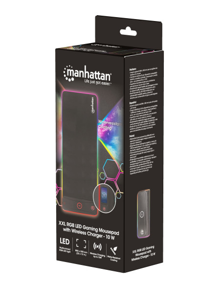 Tappetino Mouse Gaming XXL con LED RGB e Caricatore Wireless 10W