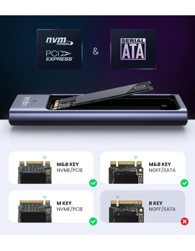 Box Esterno USB-C&trade 3.2 Gen 2 per SSD M.2 NVMe e SATA