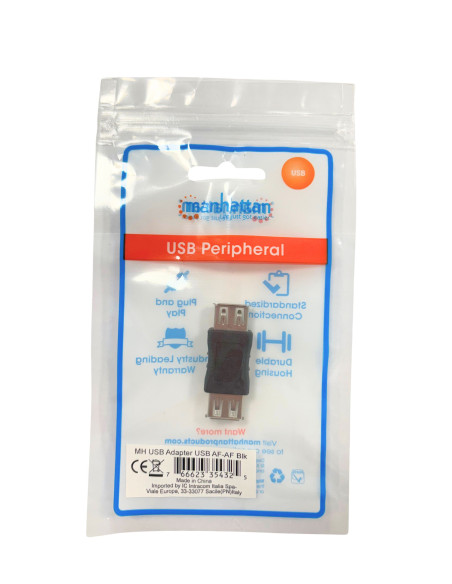 Adattatore USB-A Femmina USB-A Femmina Nero