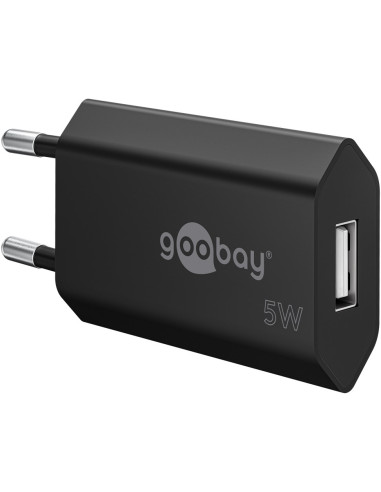 Caricatore USB 1A 5W Compatto Spina Europea Nero