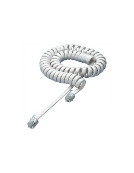 Cavo Telefonico Spiralato per Cornetta 2mt RJ10 4P4C Bianco