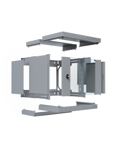 Armadio Rack 19'' a Muro 9U da Assemblare Profondit&agrave 400-600 mm Grigio