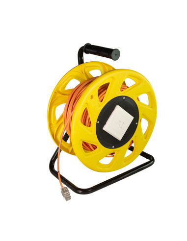 Cavo Patch Cat6A Plug RJ45 S/FTP LSZH con Avvolgicavo 60m Arancione