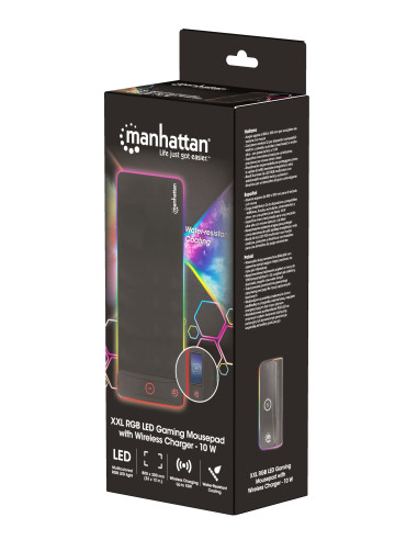 Tappetino Mouse Gaming XXL con LED RGB e Caricatore Wireless 10W
